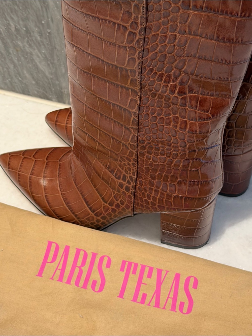 Paris Texas Croc-Effect Leather Pointed-Toe Boots
